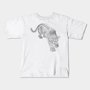 Wild cougar cat in pattern ecopop Kids T-Shirt